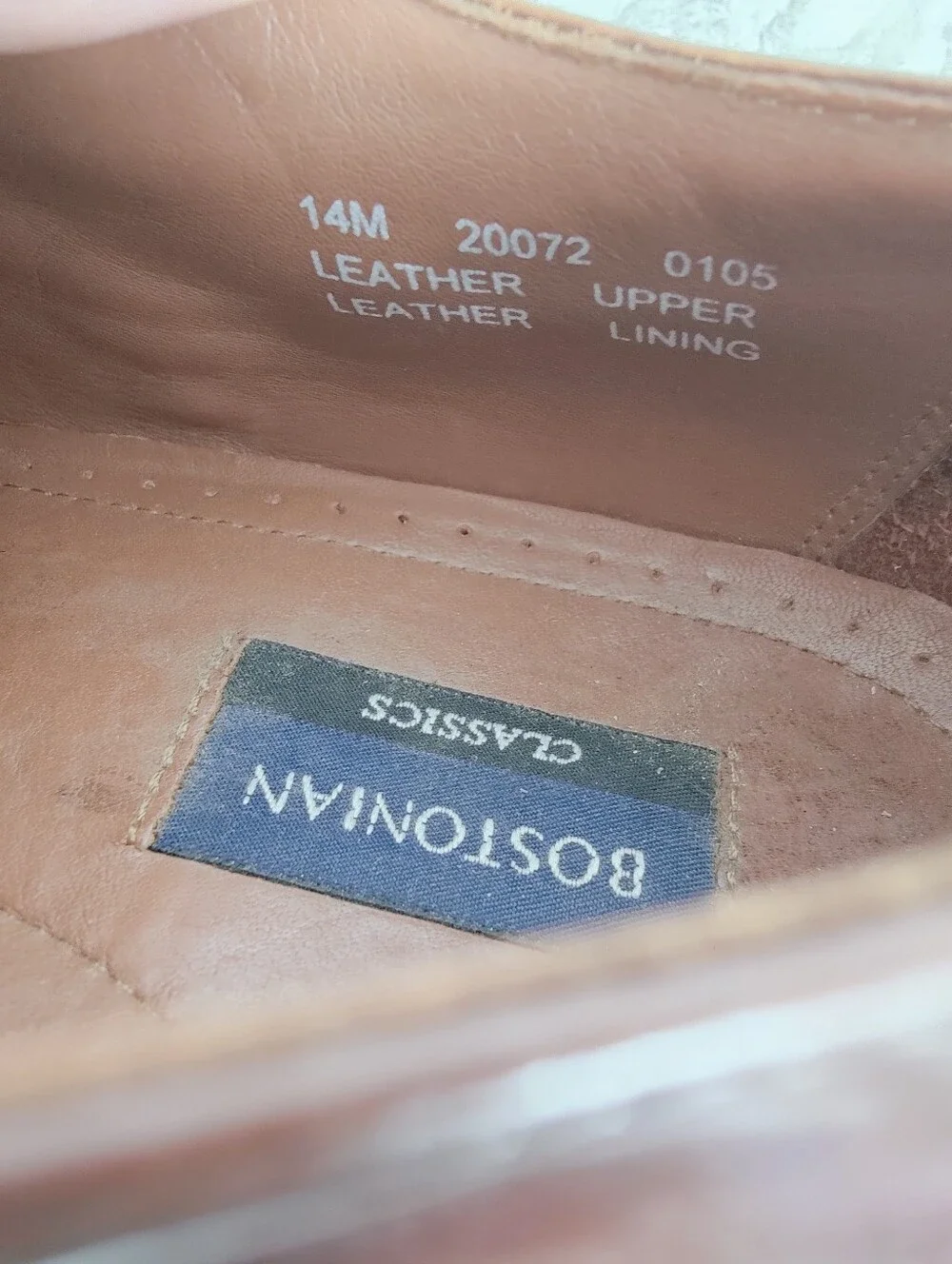 Bostonian Chestnut Leather Cap-Toe Oxford Dress Shoes, Sz 14